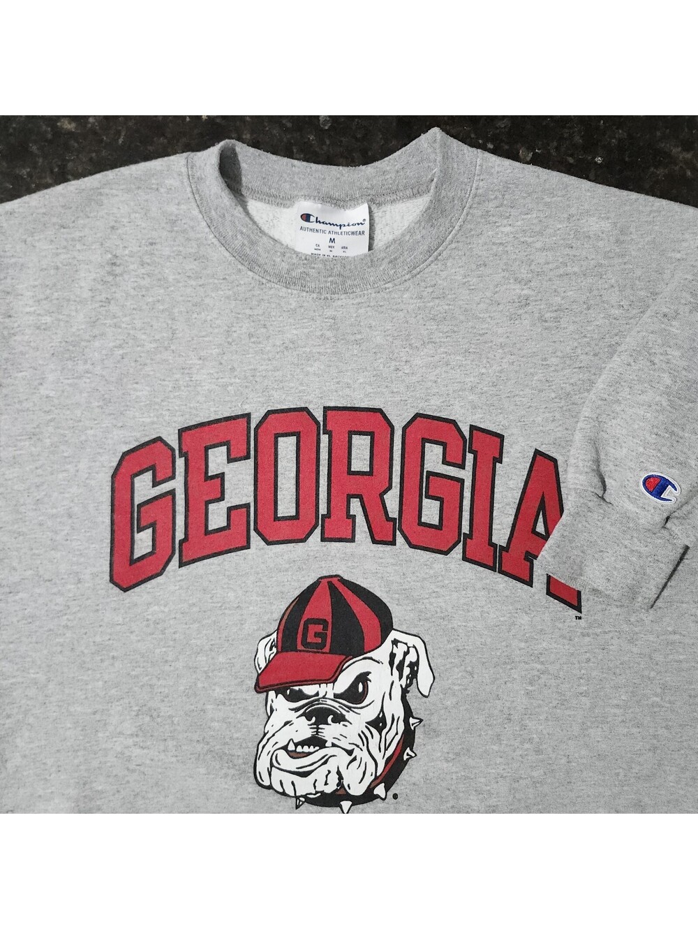Vintage Champion Georgia Bulldogs UGA Graphic Sweatshirt Crewneck Mens Medium